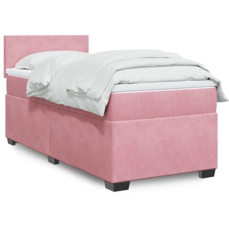 Cama box spring con colchón terciopelo rosa 90x200 cm vidaXL