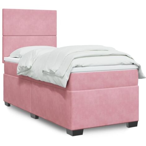 Cama box spring con colchón terciopelo rosa 90x200 cm vidaXL