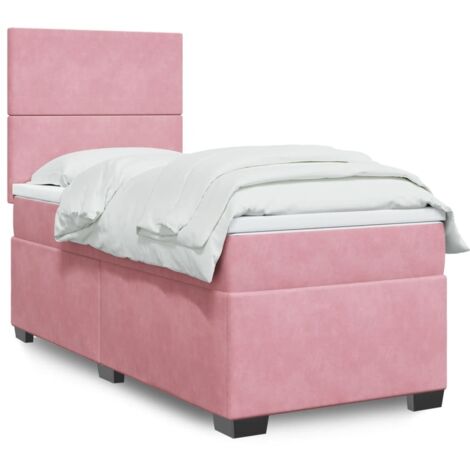 Cama box spring con colchón terciopelo rosa 90x200 cm vidaXL