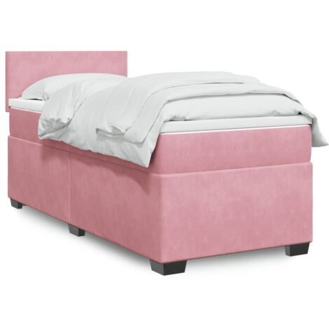 Cama box spring con colchón terciopelo rosa 90x200 cm vidaXL