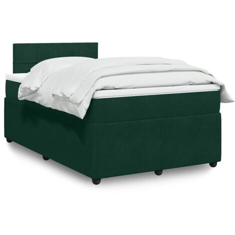 Cama box spring con colchón terciopelo verde oscuro 120x200 cm