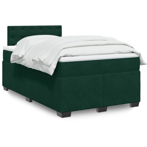 Cama box spring con colchón terciopelo verde oscuro 120x200 cm