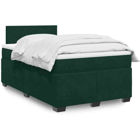 Cama box spring con colchón terciopelo verde oscuro 120x200 cm