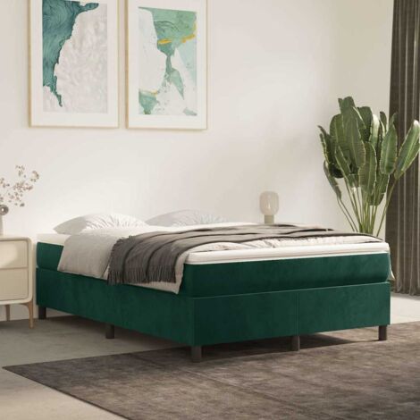 Cama box spring con colchón terciopelo verde oscuro 140x200 cm