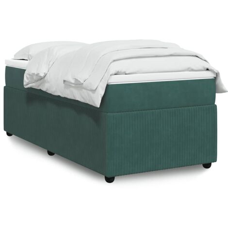Cama box spring con colchón terciopelo verde oscuro 80x200 cm vidaXL