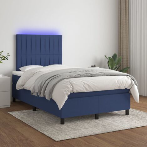 Cama box spring con colchón y LED tela azul 120x200 cm vidaXL