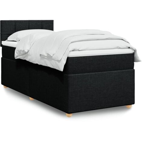 Cama box spring individual con colchón tela negro