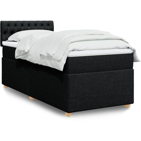 Cama box spring individual con colchón tela negro