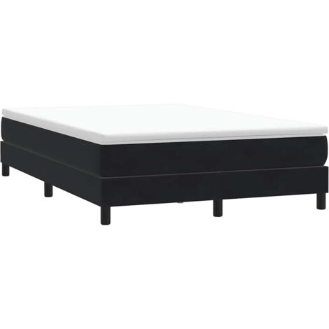 Cama box spring sin colchón cuero sintético negro 140x210 cm