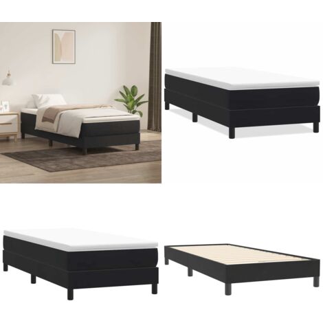 Cama box spring sin colchón negro terciopelo 100x220 cm - Cama de muelles sin colchón - Cama de muelles negro