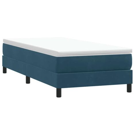 Cama box spring sin colchón terciopelo azul oscuro 100x210 cm
