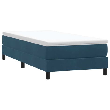 Cama box spring sin colchón terciopelo azul oscuro 90x210 cm