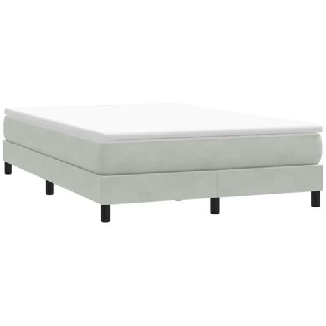 Cama box spring sin colchón terciopelo gris claro 140x210 cm