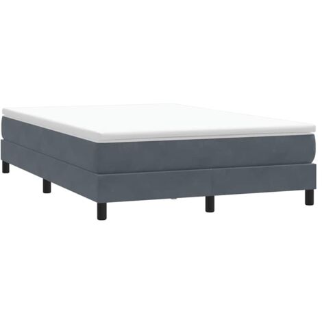 Cama box spring sin colchón terciopelo gris oscuro 160x210 cm