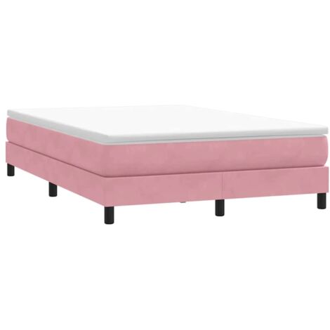 Cama box spring sin colchón terciopelo rosa 140x210 cm