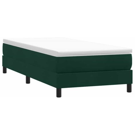 Cama box spring sin colchón terciopelo verde oscuro 100x210 cm