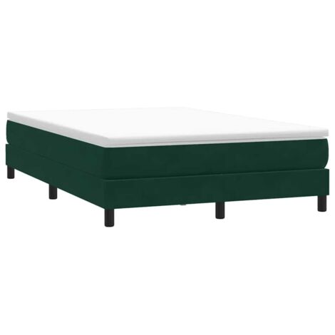Cama box spring sin colchón terciopelo verde oscuro 140x210 cm
