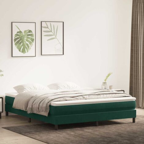 Cama box spring sin colchón terciopelo verde oscuro 180x220 cm