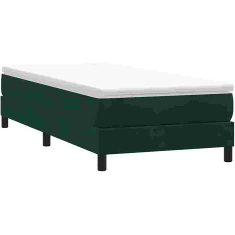 Cama box spring sin colchón terciopelo verde oscuro 80x210 cm
