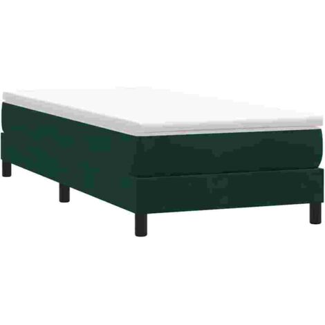 Cama box spring sin colchón terciopelo verde oscuro 90x210 cm