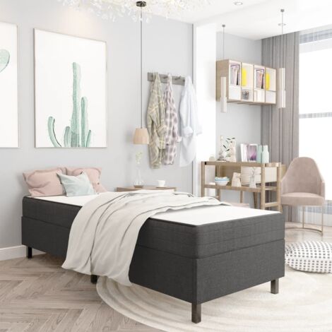 Cama box spring tela gris oscuro 100x200 cm vidaXL