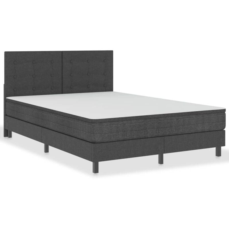 

vidaXL Cama Box Spring Tela Gris Oscuro 140x200 cm Modelo 2 - Gris