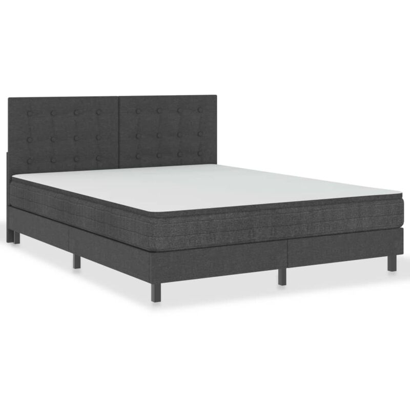 

vidaXL Cama Box Spring Tela Gris Oscuro 160x200 cm Modelo 2 - Gris