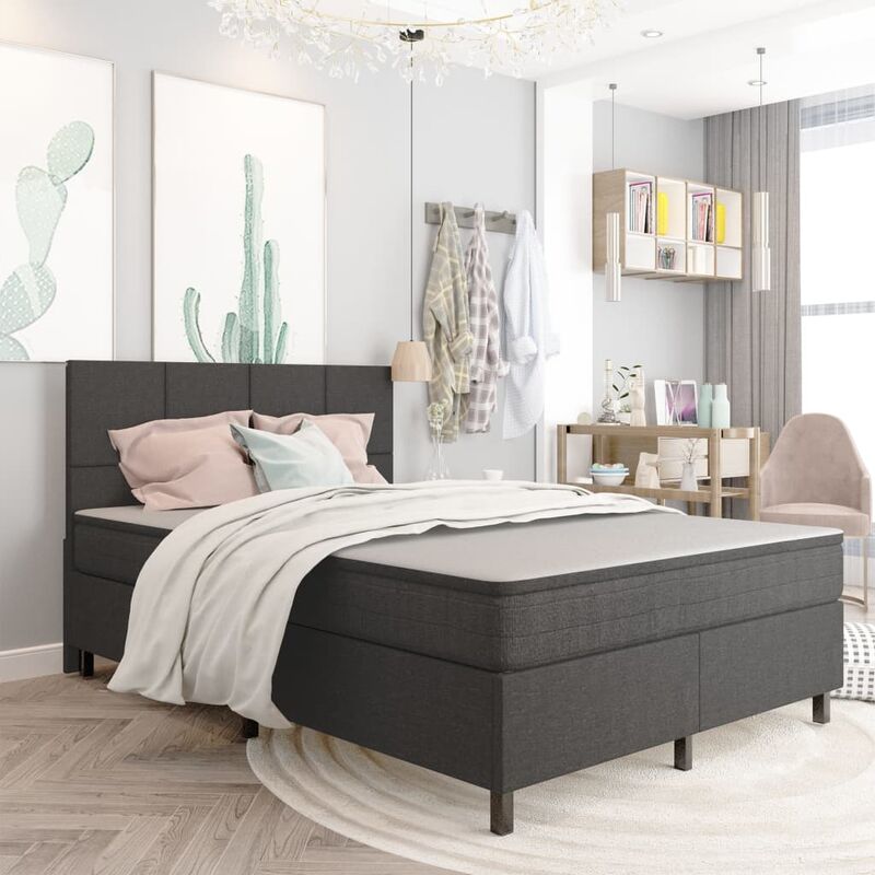 

Cama box spring tela gris oscuro 180x200 cm