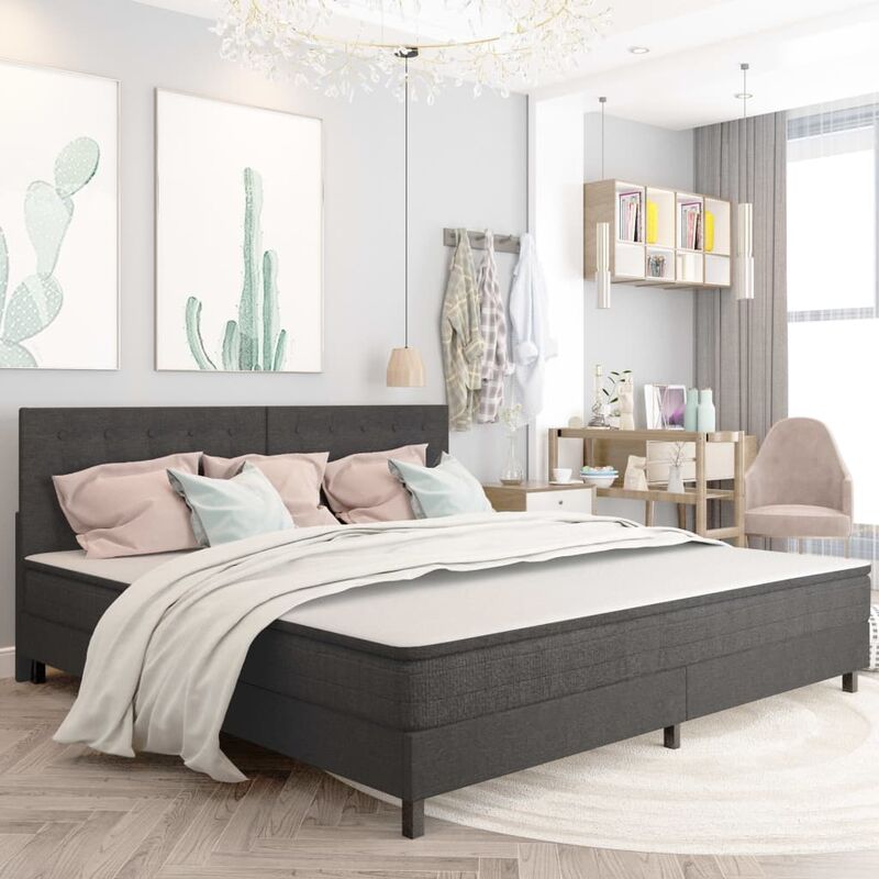 

Cama box spring tela gris oscuro 200x200 cm - Gris