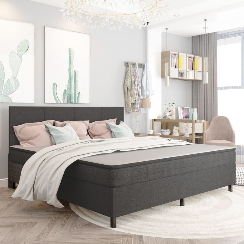 

Cama box spring tela gris oscuro 200x200 cm - Gris