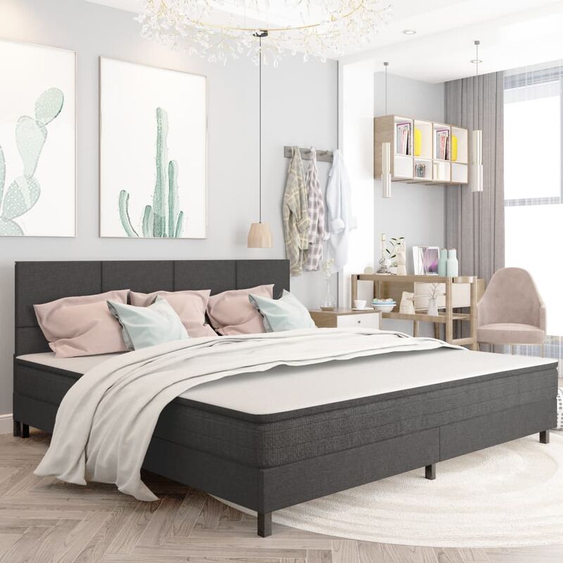 

Cama box spring tela gris oscuro 200x200 cm - Gris