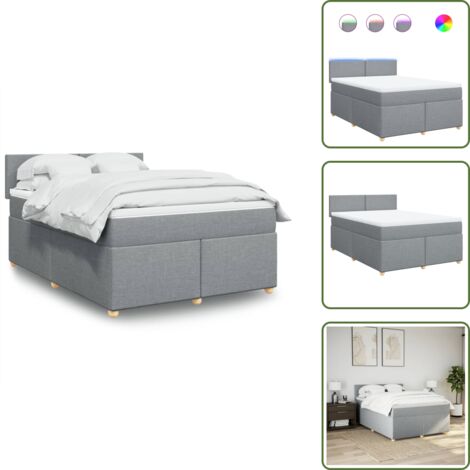 Cama box spring - vidaXL Cama box spring con colchón tela gris claro 160x200 cm - Cama con cabecero