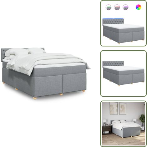Cama box spring - vidaXL Cama box spring con colchón tela gris claro 160x200 cm - Cama con cabecero