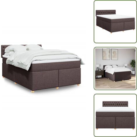 Cama box spring - vidaXL Cama box spring con colchón tela marrón oscuro 160x200 cm - Cama con cabecero