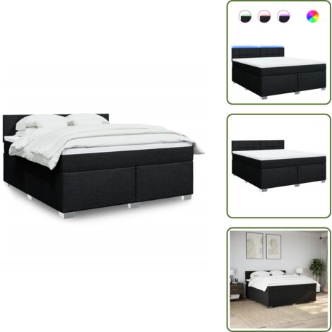 Cama box spring - vidaXL Cama box spring con colchón tela negro 180x200 cm - Cama con cabecero