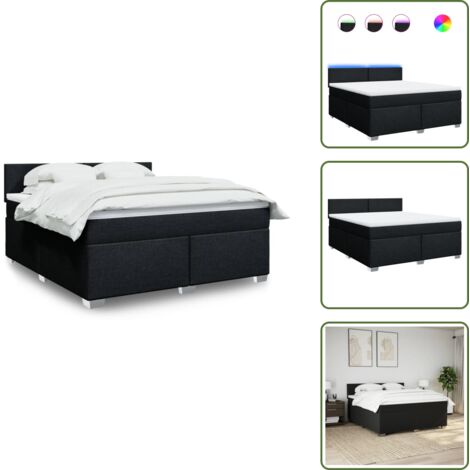 Cama box spring - vidaXL Cama box spring con colchón tela negro 180x200 cm - Cama con cabecero