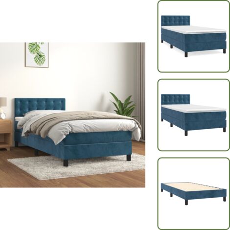 Cama box spring - vidaXL Cama box spring con colchón terciopelo azul oscuro 80x200 cm - Colchón ensacado