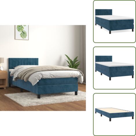 Cama box spring - vidaXL Cama box spring con colchón terciopelo azul oscuro 80x200 cm - Colchón ensacado