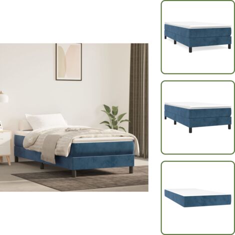 Cama box spring - vidaXL Cama box spring con colchón terciopelo azul oscuro 80x200 cm - Colchón terciopelo