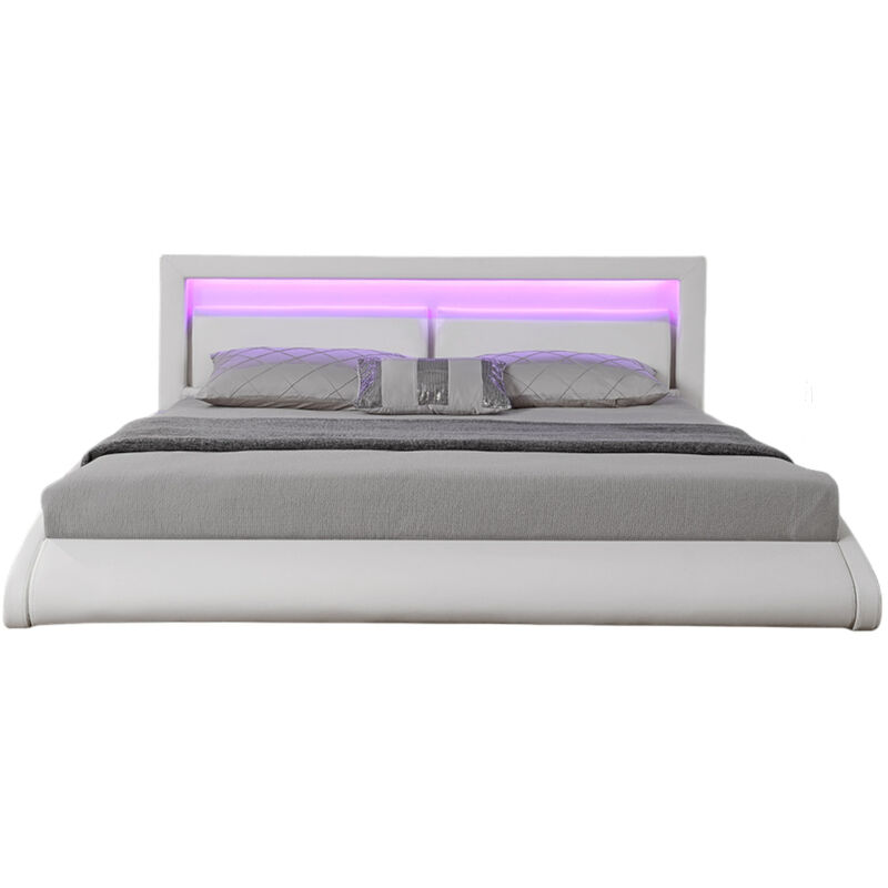 

Concept-usine - Brixton - Estructura de cama de polipiel Blanca con LED integrados - 160 x 200 cm - Blanco