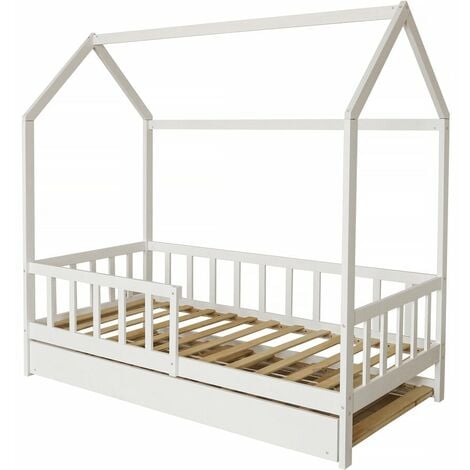 HABITAT ET JARDIN Cama cabaña infantil "Paloma" con cajón - 90 x 190 cm - Blanco