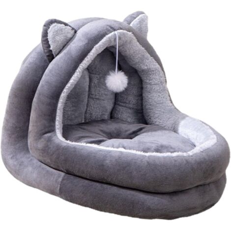 Cama cálida de invierno para gatos, casita semicerrada para gatos de interior, suave y cómoda, casita cálida para gatos y animales pequeños.