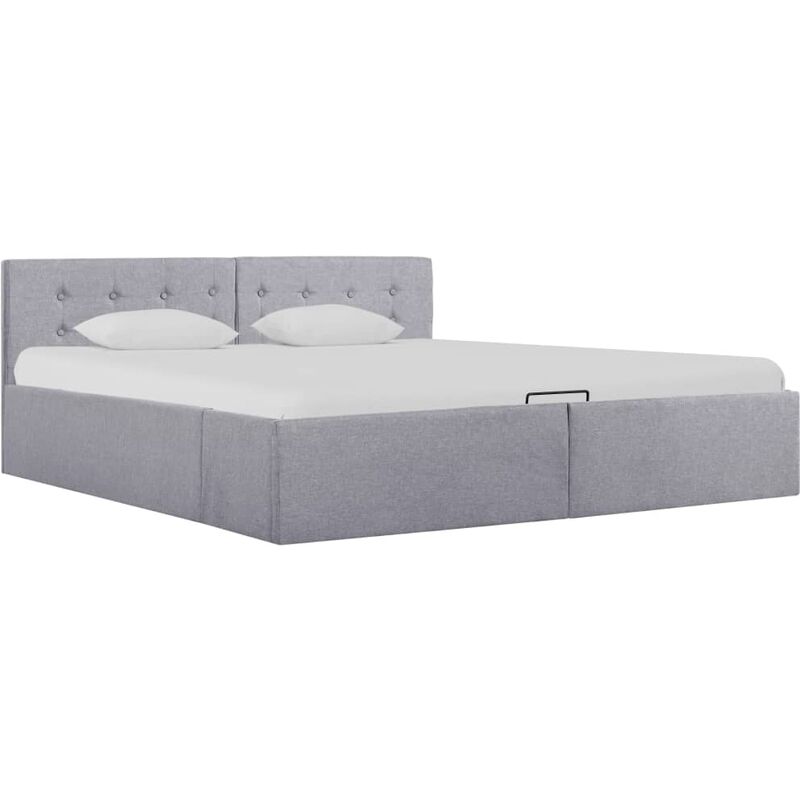 

Cama canapé hidráulica almacenaje LED tela gris claro 160x200cm - Gris