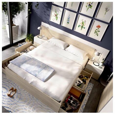 Cama canape Alice para colchones de 150x190 con 4 cajones en la parte inferior para el almacenamiento.