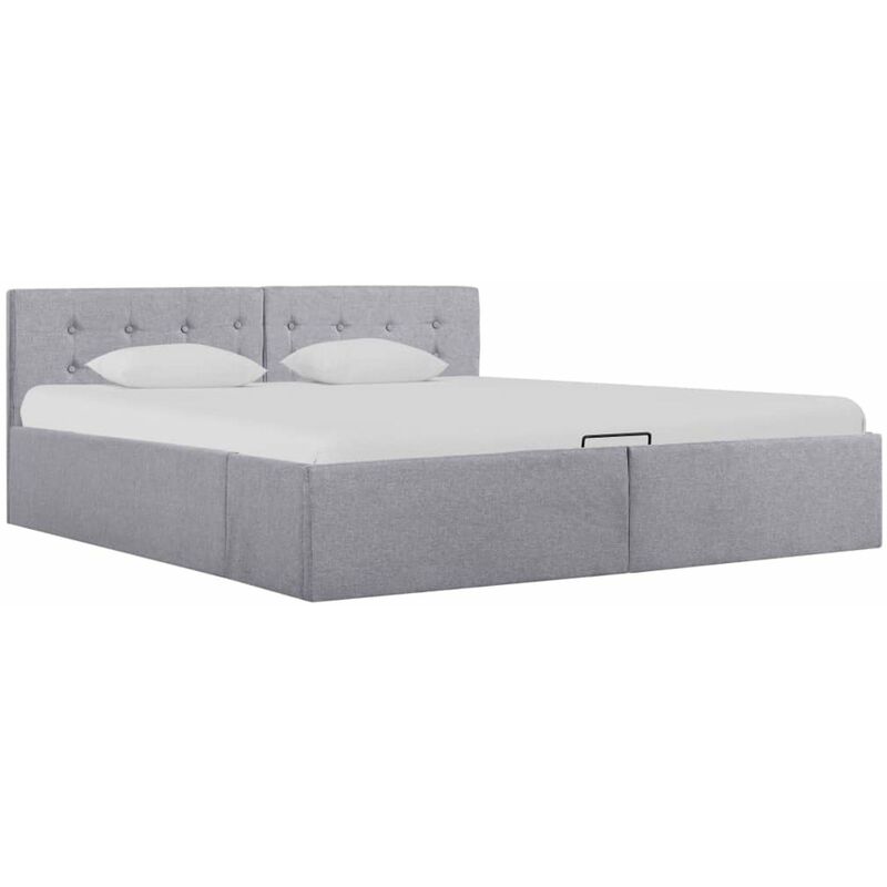 

Cama canape hidraulica almacenaje LED tela gris claro 160x200cm