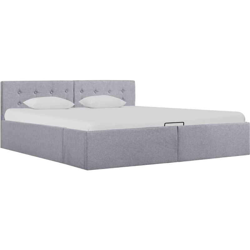 

Cama canapé hidráulica almacenaje LED tela gris claro 160x200cm