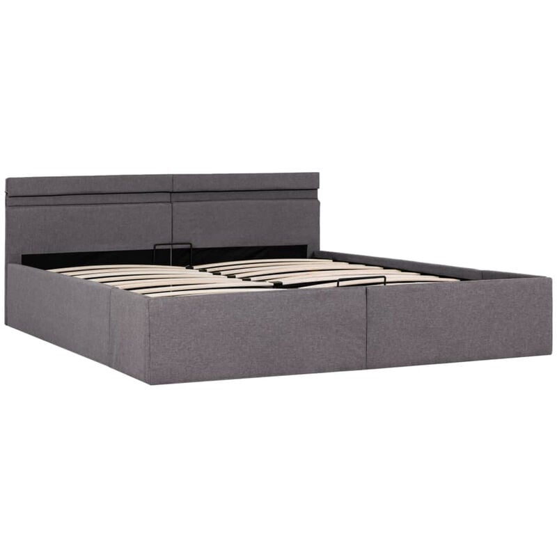 

Cama canape hidraulica almacenaje LED tela gris topo 180x200 cm