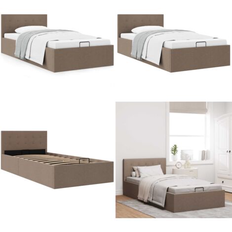 Cama canapé hidráulica almacenaje sin colchón taupe 100x200cm - Almacenamiento bajo colchón - Cama con compartimento