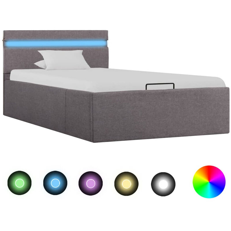 

Cama canape hidraulica almacenaje y LED tela gris topo 90x200cm