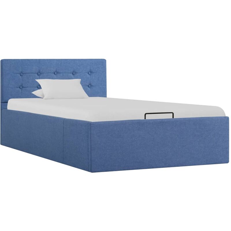 

Cama canapé hidraúlica con almacenaje tela azul 100x200 cm